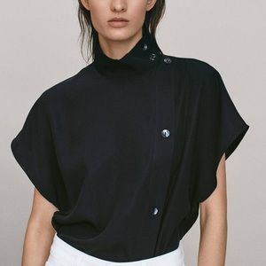 Massimo Dutti Black Button-Up Blouse